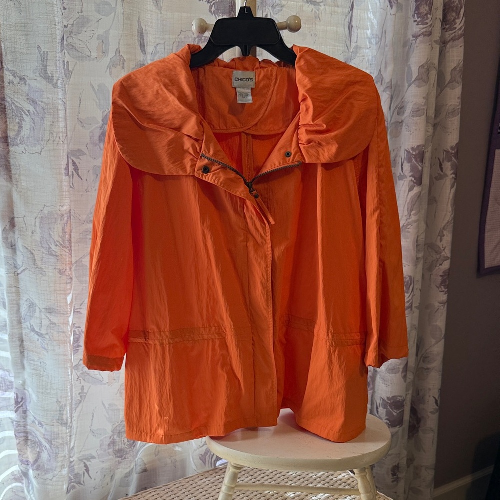 Chico's Bold Orange Hooded Utility Jacket